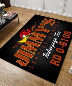 Personalized Mr. Horsepower Speed Shop Area Rug for Hot Rod Lovers