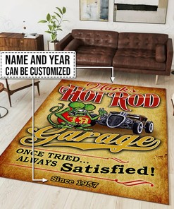 Personalized Name And Year Rat Fink Hot Rod Garage Rug Hot Rod Rug for Garage