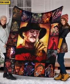 Personalized Name Freddy Krueger Blanket - Serial Killers Horror Characters Throw - Sweet Dreams