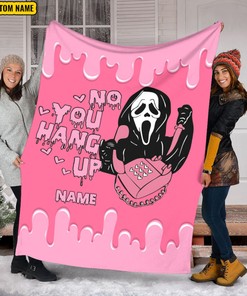 Personalized Name Ghost Face Blanket - No You Hang Up Scream Blanket - Horror Movie Halloween Gift