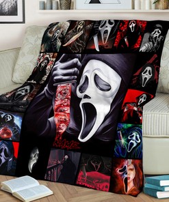Personalized Name Ghost Face Blanket - Scream Movies Halloween Gift - Horror Movie Blanket