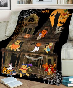Personalized Name Pooh And Friends Blanket - Winnie The Pooh Halloween - Custom Name Blanket
