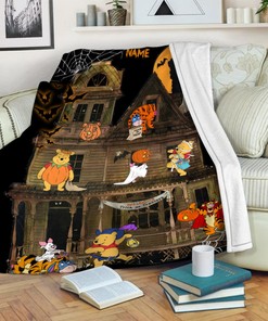 Personalized Name Pooh And Friends Blanket - Winnie The Pooh Halloween - Custom Name Blanket