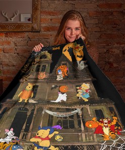 Personalized Name Pooh And Friends Blanket - Winnie The Pooh Halloween - Custom Name Blanket