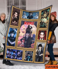Personalized Name Wednesday Blanket - Horror Movie Halloween Gift - The Addams Family
