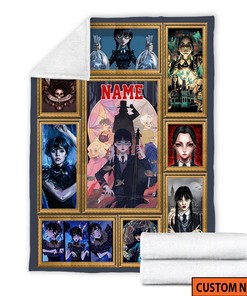 Personalized Name Wednesday Blanket - Horror Movie Halloween Gift - The Addams Family