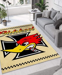 Personalized Old School Woodpecker Hot Rod Rug for Garage