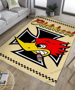 Personalized Old School Woodpecker Hot Rod Rug for Garage