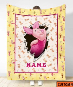 Personalized Piglet Quilt Blanket - Winnie The Pooh and Friends Blanket - Perfect Cartoon Gift