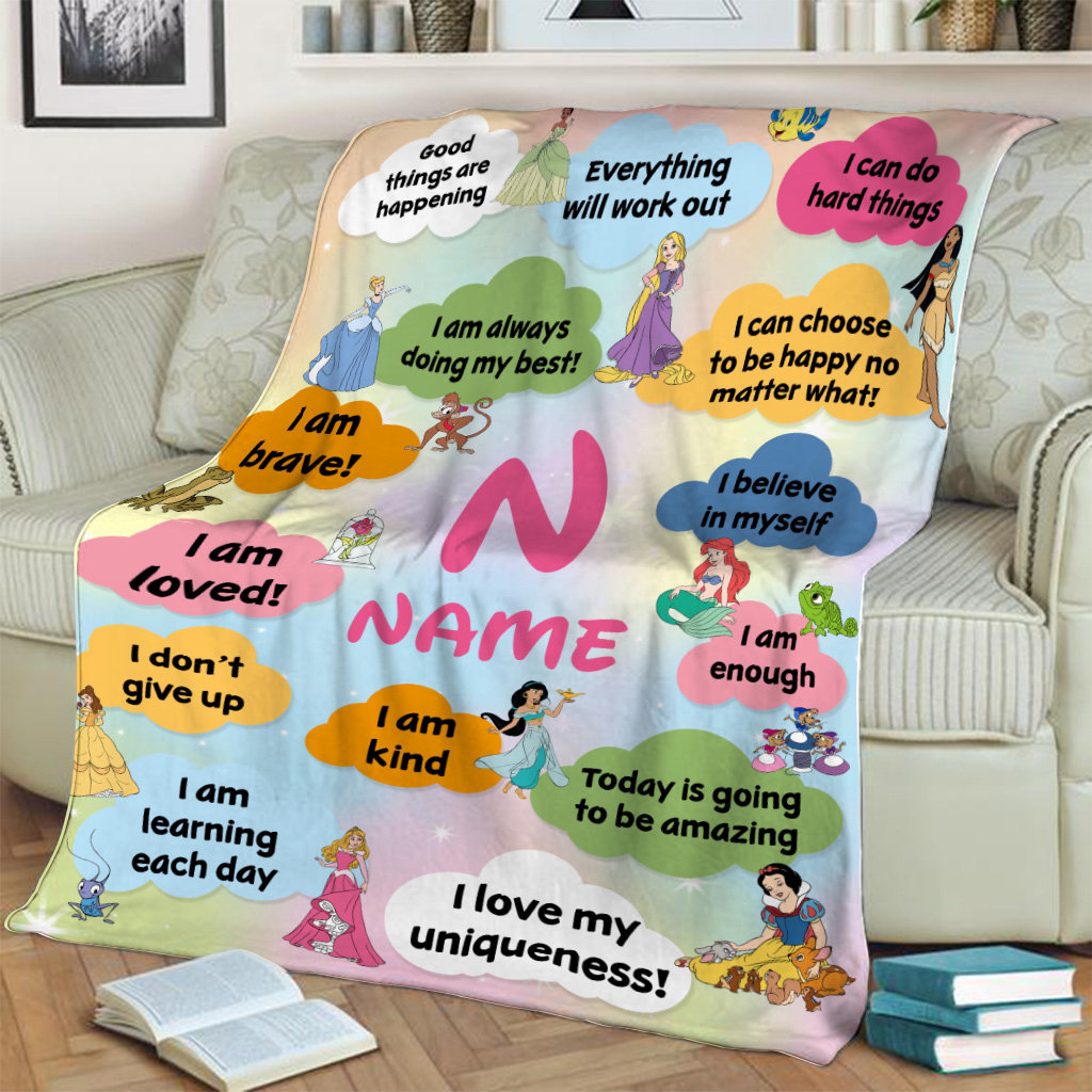 Personalized Princess Baby Quilt Blanket - Ice Princess Snowwhite - Perfect Girl's Birthday Gift
