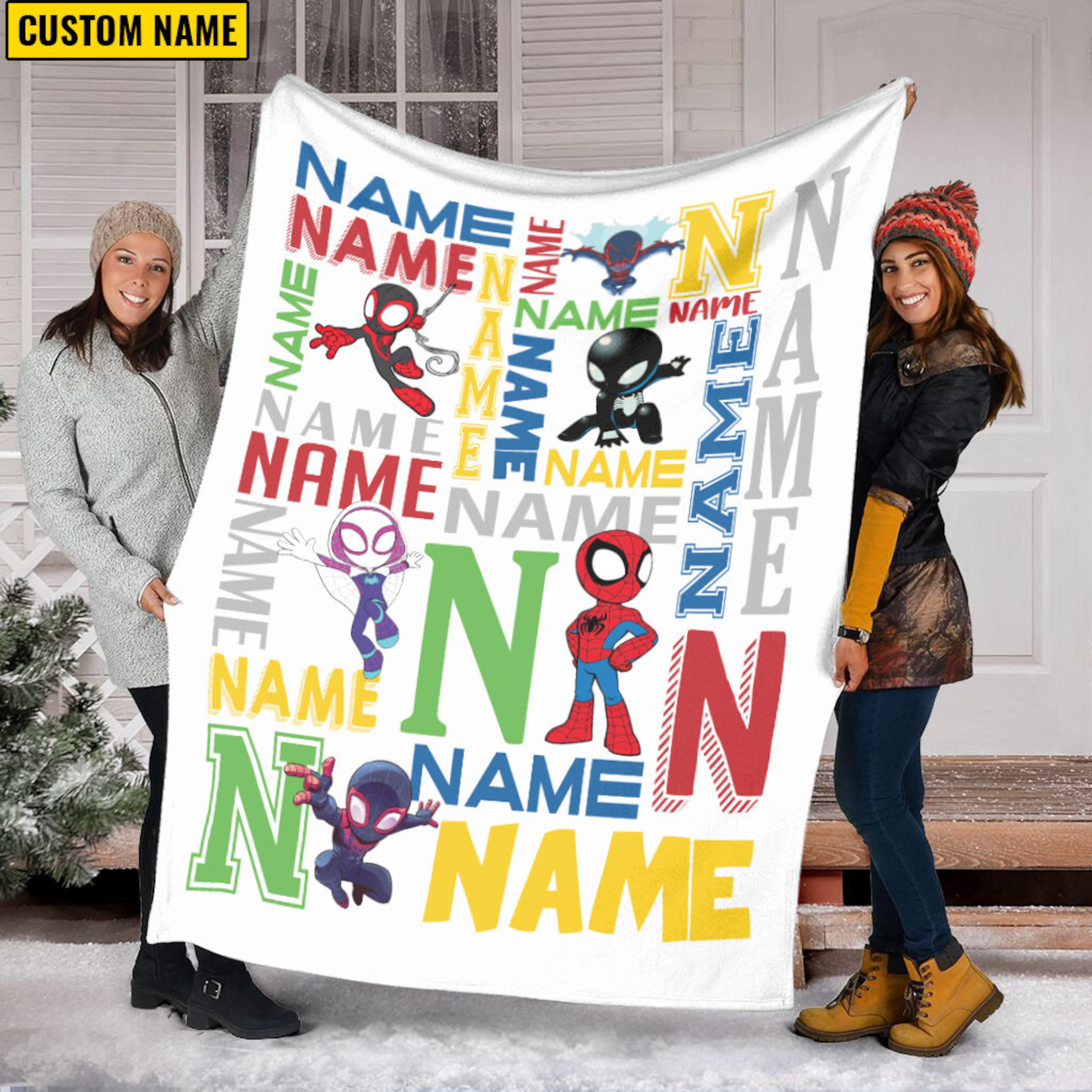 Personalized Quilt Blanket, Gwen Spidey Cartoon Character Blanket - Perfect Birthday Gift for Kids