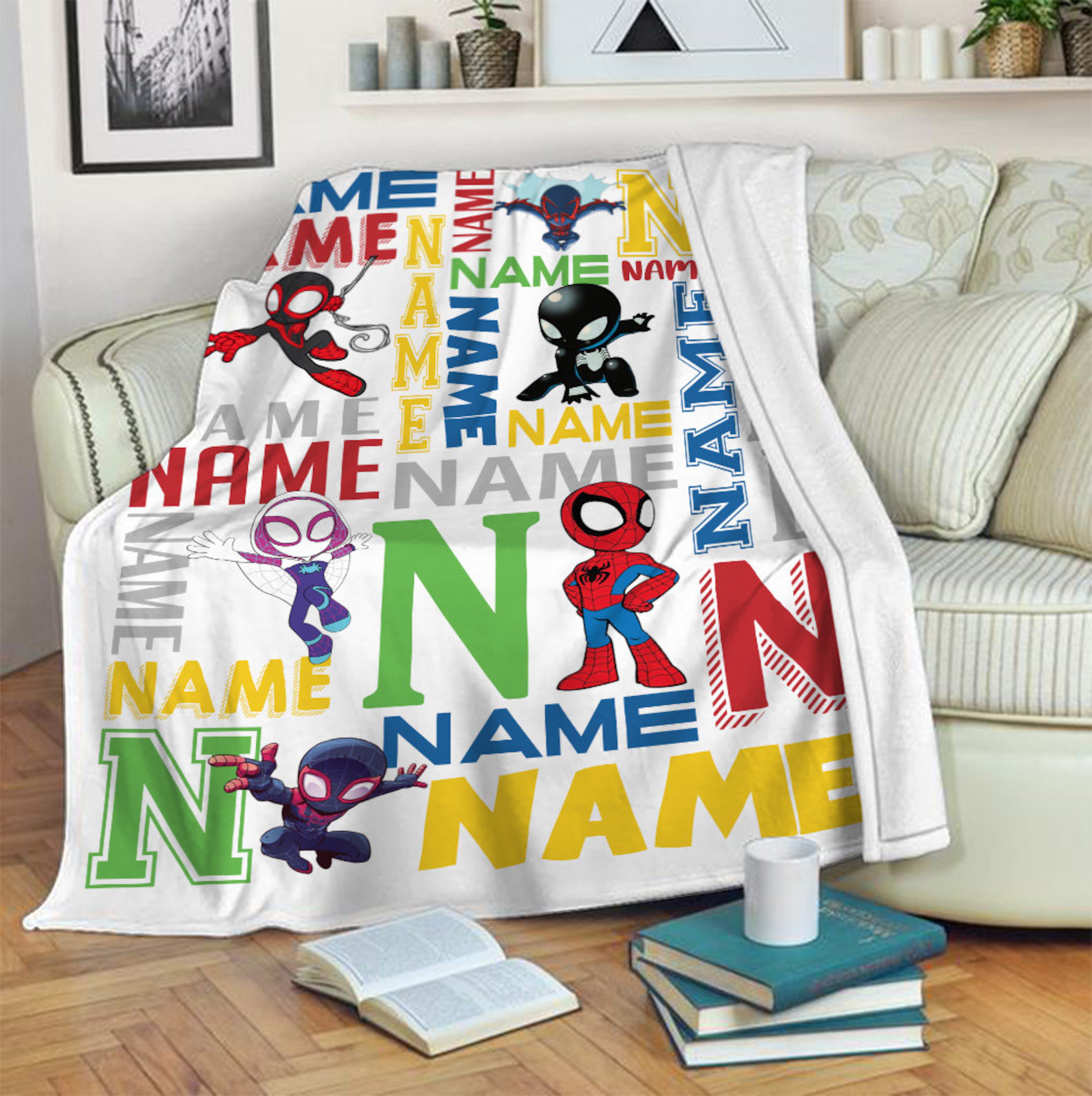 Personalized Quilt Blanket, Gwen Spidey Cartoon Character Blanket - Perfect Birthday Gift for Kids