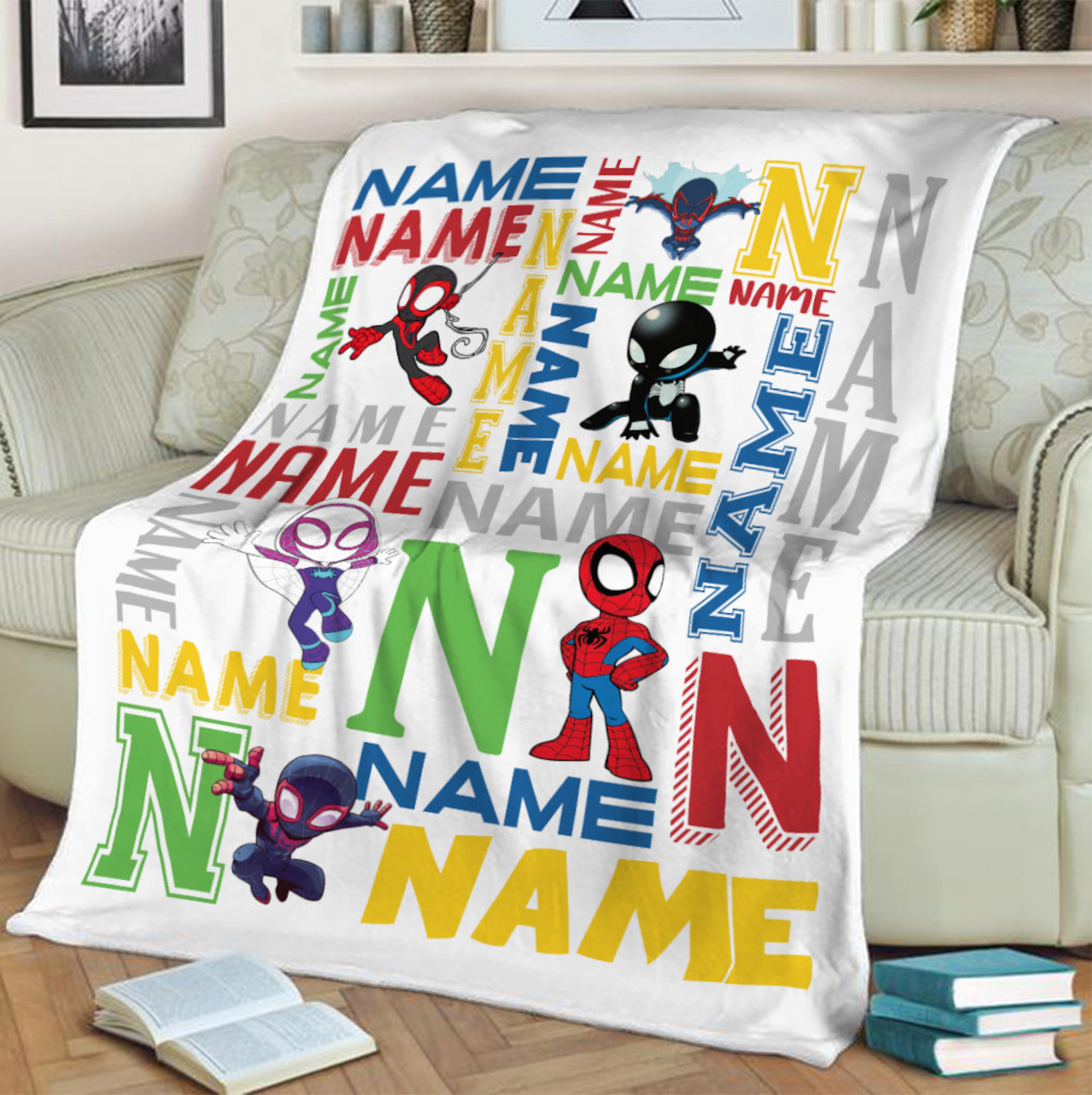 Personalized Quilt Blanket, Gwen Spidey Cartoon Character Blanket - Perfect Birthday Gift for Kids