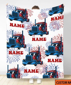 Personalized Quilt Blanket for 4th of July Celebration, Baby Shower Gift, New Baby Blanket With Name, Quilt Blanket for Boys