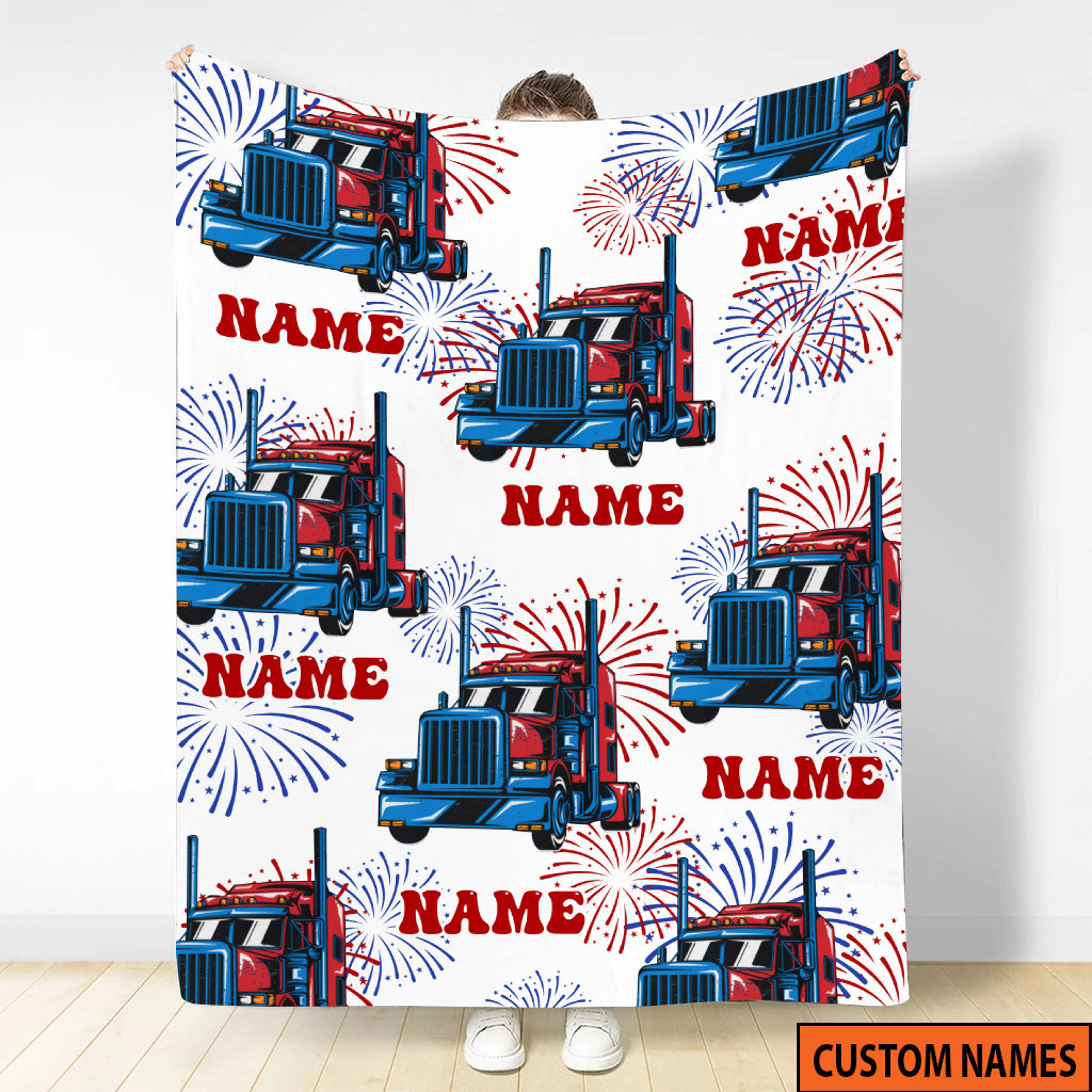 Personalized Quilt Blanket for 4th of July Celebration, Baby Shower Gift, New Baby Blanket With Name, Quilt Blanket for Boys