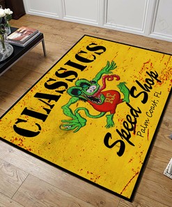Personalized Rat Fink Classic Speed Shop Hot Rod Area Rug Hot Rod Rug for Garage