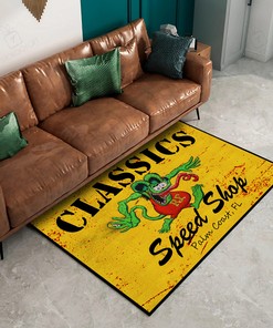 Personalized Rat Fink Classic Speed Shop Hot Rod Area Rug Hot Rod Rug for Garage