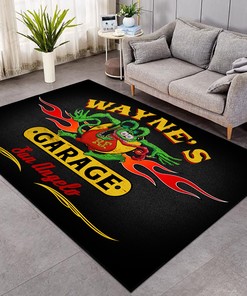 Personalized Rat Fink Fire Hot Rod Speed Shop Area Rug Hot Rod Rug for Garage