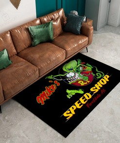 Personalized Rat Fink Hot Rod Customs Area Rug Hot Rod Rug for Garage
