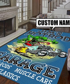 Personalized Rat Fink Hot Rod Garage Area Rug - Make It Your Own!