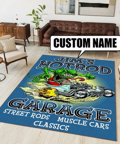 Personalized Rat Fink Hot Rod Garage Area Rug - Make It Your Own!