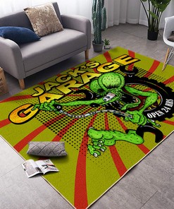 Personalized Rat Fink Hot Rod Garage Rug Hot Rod Rug for Garage