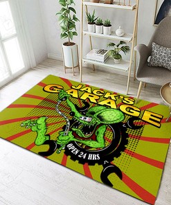 Personalized Rat Fink Hot Rod Garage Rug Hot Rod Rug for Garage