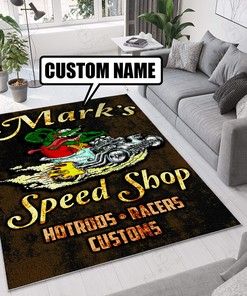 Personalized Rat Fink Speed Shop Hotrods Racers Customs Rug Hot Rod Rug for Garage