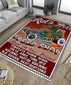 Personalized Rat's Hole Speed Shop Rug Hot Rod Rug for Garage