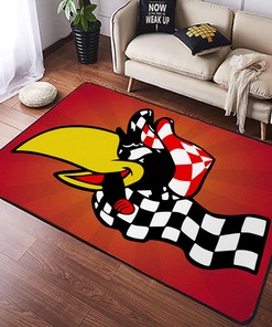 Personalized Retro Racing Crow Hot Rod Rug