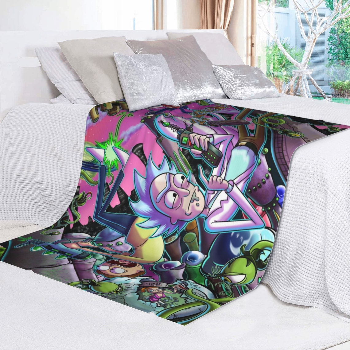 Personalized Rick and Morty Blanket - Custom Name Gift for Home Decor and Christmas