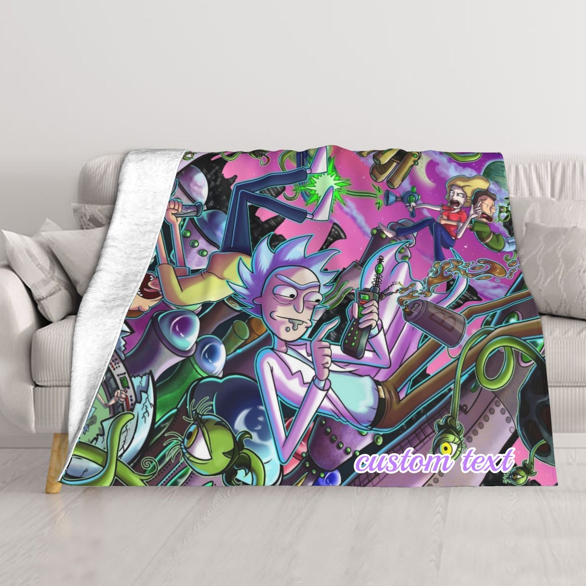 Personalized Rick and Morty Blanket - Custom Name Gift for Home Decor and Christmas