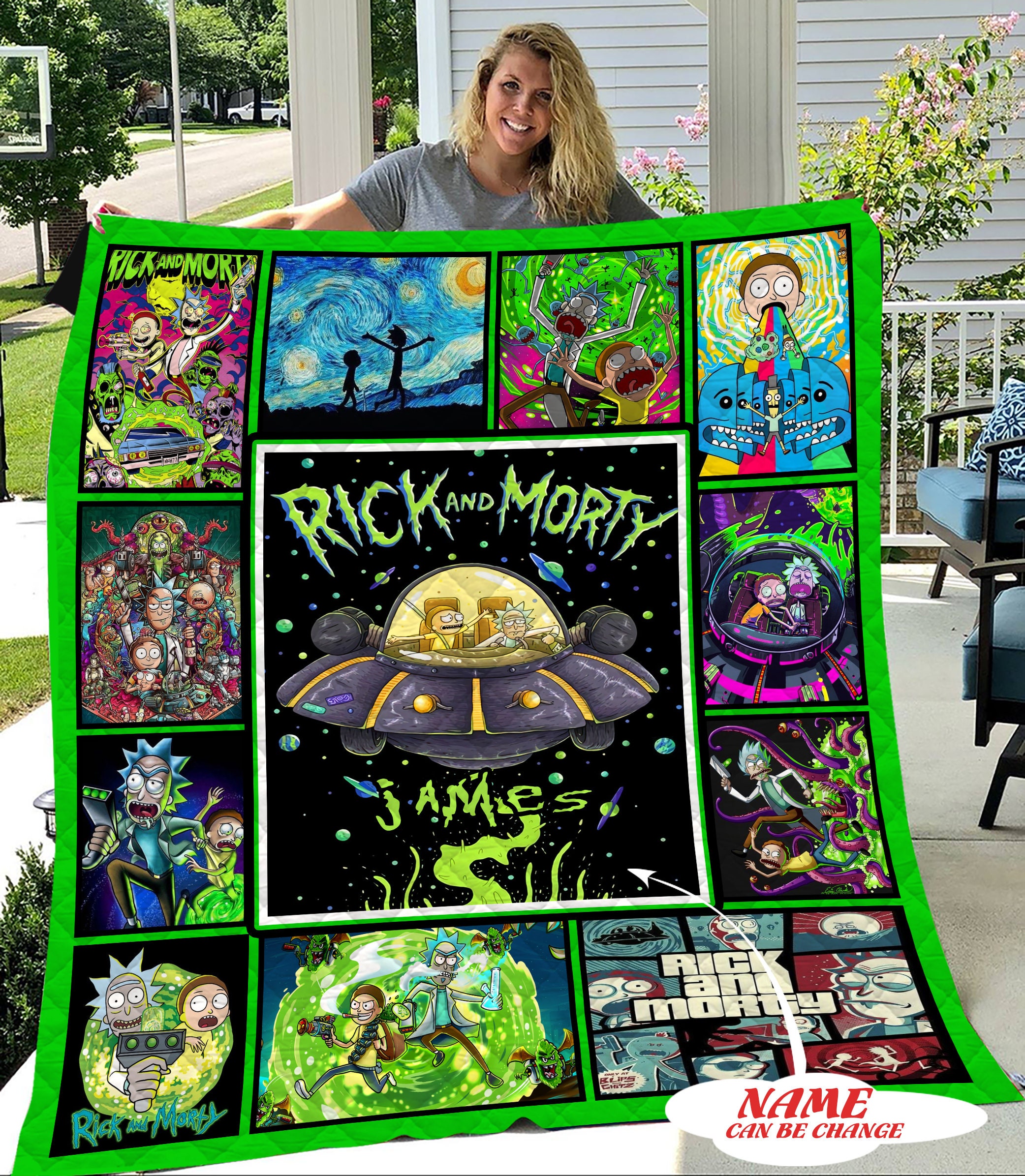 Personalized Rick and Morty Quilt Blanket - Perfect for Home Decor and Picnics