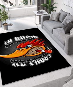 Personalized Rust We Trust Hot Rod Area Rug for Garage