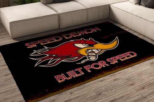 Personalized Speed Demon Hot Rod Rug for Garage