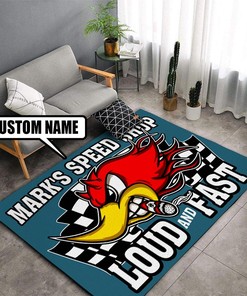 Personalized Speed Shop Hot Rod Rug