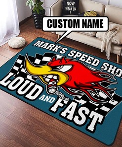 Personalized Speed Shop Hot Rod Rug