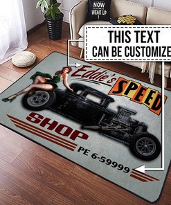 Personalized Speed Shop Hot Rod Rug for Home Decoration