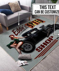 Personalized Speed Shop Hot Rod Rug for Home Decoration
