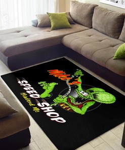 Personalized Speed Shop Rat Fink Area Rug Hot Rod Rug for Garage