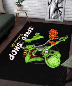 Personalized Speed Shop Rat Fink Area Rug Hot Rod Rug for Garage