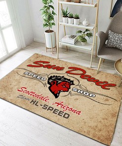 Personalized Sun Devil Speed Shop Hot Rod Rug for Home Decoration