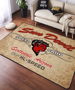 Personalized Sun Devil Speed Shop Hot Rod Rug for Home Decoration
