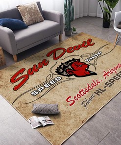 Personalized Sun Devil Speed Shop Hot Rod Rug for Home Decoration