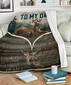 Personalized To My Dad Deer Quilt Blanket, Mom Dad to Son Quilt Blanket, Custom Name Quilt Blanket for Son, Grandson Quilt Blanket