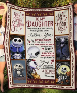 Personalized To My Daughter When Im Not Close By I Love You Fleece Sherpa Blanket, Jack Skellington Blanket