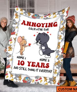Personalized Tom And Jerry Fleece Blanket, Cartoon Sherpa Blanket, Kids Bedding Birthday Gift, Home Decor
