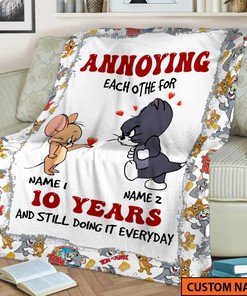 Personalized Tom And Jerry Fleece Blanket, Cartoon Sherpa Blanket, Kids Bedding Birthday Gift, Home Decor