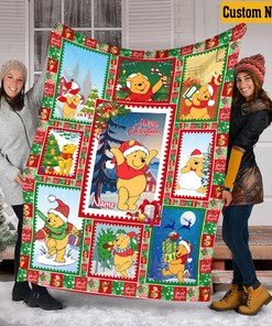 Personalized Winnie The Pooh Quilt Blanket, Pooh Christmas Theme, Pooh and Friends Design, Tigger Piglet Eeyore Blanket