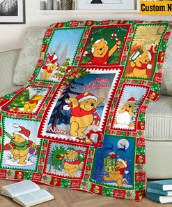 Personalized Winnie The Pooh Quilt Blanket, Pooh Christmas Theme, Pooh and Friends Design, Tigger Piglet Eeyore Blanket
